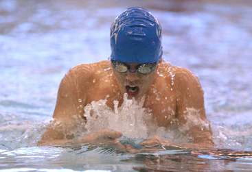 YU BET: Princeton High boys’ swimming star Colburn Yu heads to victory in a 100 breaststroke race earlier this season. Last week, junior Yu posted wins in the 200 individual medley and the 100 breast to help PHS top Notre Dame 110-60 and remain undefeated. The Little Tigers, now 11-0, wrap up regular season action with a meet at Hamilton on January 24 before competing in the Mercer County Championships from January 31-February 2 at Lawrence High.