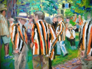 TIGERS ON PARADE: This Princeton reunion scene is among the works by artist Jay McPhillips in a new exhibition opening, Saturday, May 18 and running through June 14 at Jane on Spring Street. The artist will be on hand to greet visitors from noon to 4 p.m. For more, visit: www.jaymcphillips.com.