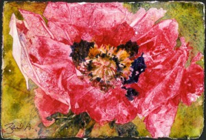 POPPY: This watercolor by Gail Bracegirdle is part of the “Dangerous Blossoms” exhibition currently on view at the D&R Greenway Land Trust, through July 19, weekdays from 10 a.m. to 5 p.m., except holidays. To confirm hours and for more information, call (609) 924-4646, or visit: www.drgreenway.org.