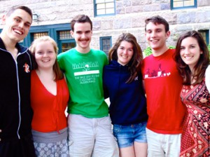 “THE PLAY’S THE THING”: Princeton Summer Theater (PST) is an opportunity for young actors, directors, designers, and theater administrators to become part of a unique artistic community. Shown from left to right are members of the PST 2013 Company: Pat Rounds, Maeve Brady, Evan Thompson, Sarah Paton, Brad Wilson, and Holly Linneman. All are Princeton University undergraduates or members of the Class of 2013.