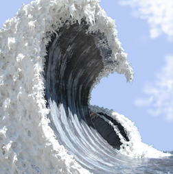 ATHENA TACHA RETROSPECTIVE: Grounds for Sculpture will showcase work by Athena Tacha in the mezzanine gallery of its Domestic Arts Building. The exhibition titled, “Sculpting With/In Nature (1975-2013),” includes the 11 x 20.5 x 18 inches mixed media “Wave (partial view against sky), 2004-05,” shown here.(Image Courtesy of the Artist)