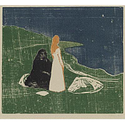 MUNCH AS PRINTMAKER: Edvard Munch’s woodcut “Two Women on the Shore”is among 26 works by the artist on display in a new exhibition at the Princeton University Art Museum. All of the works are from the Museum of Modern Art in New York. (Image Courtesy of the Princeton University Art Museum)