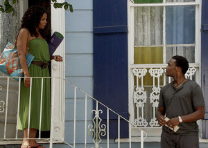 I’M OFF TO WORK HONEY, DON’T KNOW WHEN I’LL BE HOME FOR DINNER: Successful author and psychologist Dr. Thomas Carter (Anthony Mackie, right) blithely bids his wife (Sanaa Lathan) farewell, little realizing that he would soon be imprisoned in hia patient’s basement where he would be sadistically tortured.(Photo by Patti Perret 