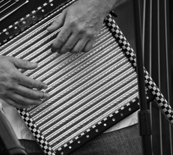 MAKING MUSIC: Sheila Bodine’s black and white photographs of musicians’ hands playing instruments are complemented by her 17-year-old granddaughter Grace Glovier’s shots of abstract architectural patterns in an exhibition titled “Generations” at the RWJ Hamilton’s Lakefront Gallery. Both photographers are members of the Princeton Photography Club. The exhibition features members of the club and opens with a reception on Thursday, March 13 from 5:30 to 7:30 p.m. For more information, call (609) 584-5900.