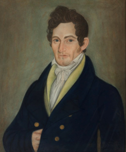 THE COMMODORE COMES HOME: Robert Field Stockton (1795-1866), or at least this pastel on paper representation of him by the New Jersey artist Micah Williams (1782-1837), has returned to Morven as part of an exhibition, through September 14, of work by the prolific portrait painter. The exhibition, “Micah Williams: Portrait Artist,” will be unveiled at an opening reception this Thursday, April 10, from 5:30 to 7:30 p.m.