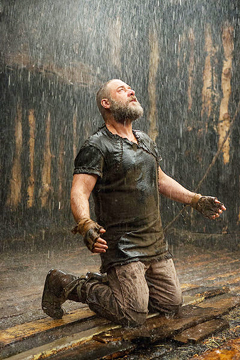 IT RAINED FOR 40 DAYS AND 40 NIGHTS: Noah (Russell Crowe) prays to God for guidance and help in meeting the problems that he anticipates he will encounter after the deluge is over.