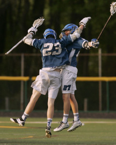 Celebratory chest bump... l-r #23 and #27