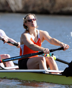 BACK IN THE FLOW: Heidi Robbins gives her all in a 2013 race for the Princeton University women’s open varsity 8 during her senior season. Robbins made the U.S. women’s 8 for the 2013 World Rowing Championships but was unable to compete after suffering a back injury. Recovering from that setback, Robbins regained her spot on the 8 and is competing this week for the U.S in this year’s World Championship regatta, which is taking place in Amsterdam, Netherlands from August 24-31.(Photo Courtesy of Princeton Rowing)