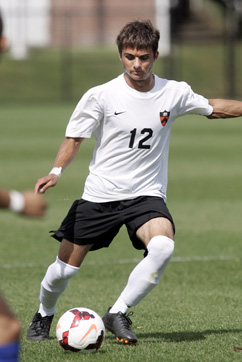 KICK-START: Princeton University men’s soccer player Brian Costa prepares to boot the ball upfield in a game last season. Sophomore Costa, an honorable mention, All-Ivy League choice in 2013, should provide energy and production in the midfield for the Tigers this fall. Princeton kicks off its 2014 campaign by playing at Fairleigh Dickinson University (0-2) on September 5.(Photo by Frank Wojciechowski)