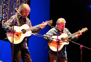 TWO GUITARS, TWO STYLES: Italian guitarist Beppe Gambetta (left) and Scottish musician Tony McManus will join forces Friday in a concert at Kingston Presbyterian Church.