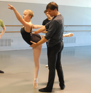 TWO DECADES OF DANCE: American Repertory Ballet’s artistic director Douglas Martin works with former Rider University student Jennifer Gladney, who graduated in 2006.(Photo by George Jones)