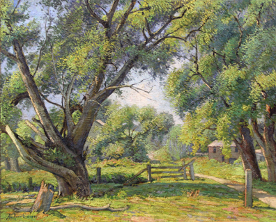 SUMMER SUN: Work such as this by the Pennsylvania Impressionist Albert Van Nesse Greene (1887-1971) will be on show in the exhibition “Impressions of Life” at the Gratz Gallery and Conservation Studio, 5230 Silo Hill Road in Doylestown, from May 30 through August 31. There will be an opening reception Saturday, May 30 from 6 p.m. to 10 p.m. The show of over 60 pieces, will be one of the largest offerings of A.V. Greene’s work in recent years. It showcases a number of Pennsylvania landscapes and Maine harbor scenes, as well as some beautiful depictions of Europe. A color catalogue will be available for purchase and all featured works will be available on the gallery’s website a week prior to the opening. Gallery hours are Wednesdays through Saturdays, 10 a.m. to 6 p.m. and Sundays, noon to 6 p.m., as well as by appointment. For more information, call (215) 348-2500 or visit: www.gratzgallery.com.