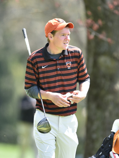 WINNING LOOK: Princeton University men’s golfer Quinn Prchal looks down the course during the Ivy League Championships in late April at Saucon Valley in Bethlehem, Pa. Sophomore Prchal went on to win the individual title at the competition, carding six-under 210 in the three-round competition. Prchal’s heroics helped the Tigers finish second in the team standings by one stroke to Penn. Prchal went on to compete in the NCAA regional held at the Course at Yale earlier this month, where he shot a six-over 216 to tie for 37th in the 75-player field.(Photo Courtesy of the Ivy League/Sideline Photos)