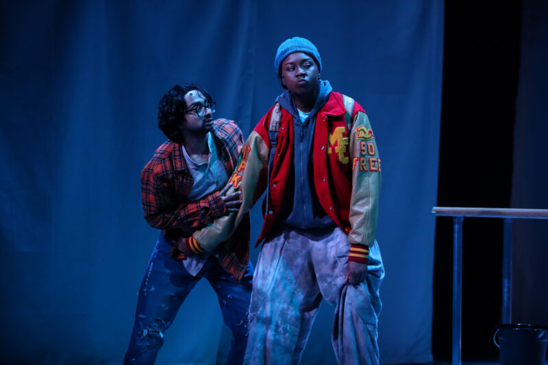 Students perform Anon(ymous) by Naomi Iizuka during the final dress rehearsal in the Berlind Theatre at McCarter Theatre Center on Oct. 31, 2024. Photo by Larry Levanti